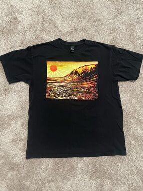 Obey Black Short-Sleeve Tee with Sunset Wave Graphic